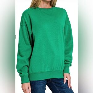 Zenana Basic Fleece Crew Neck Pullover Sweatshirt